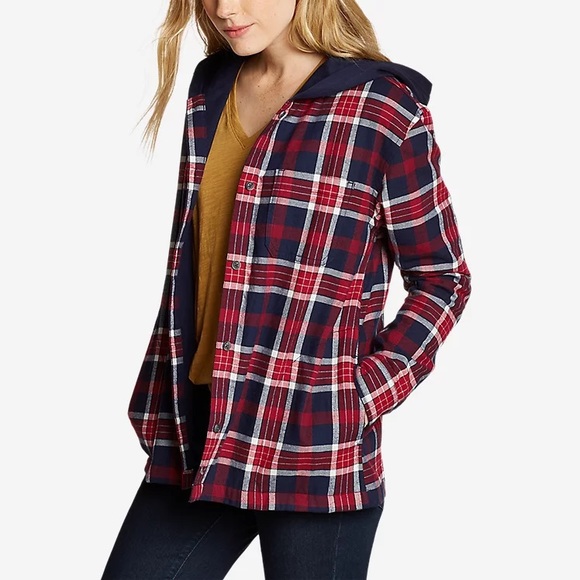 Eddie Bauer Flannel Hoodie Shirt Jacket - Picture 4 of 4